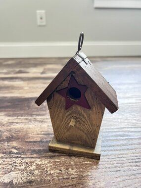 Primitive Wooden Birdhouse Star Rustic Americana Farmhouse Decor